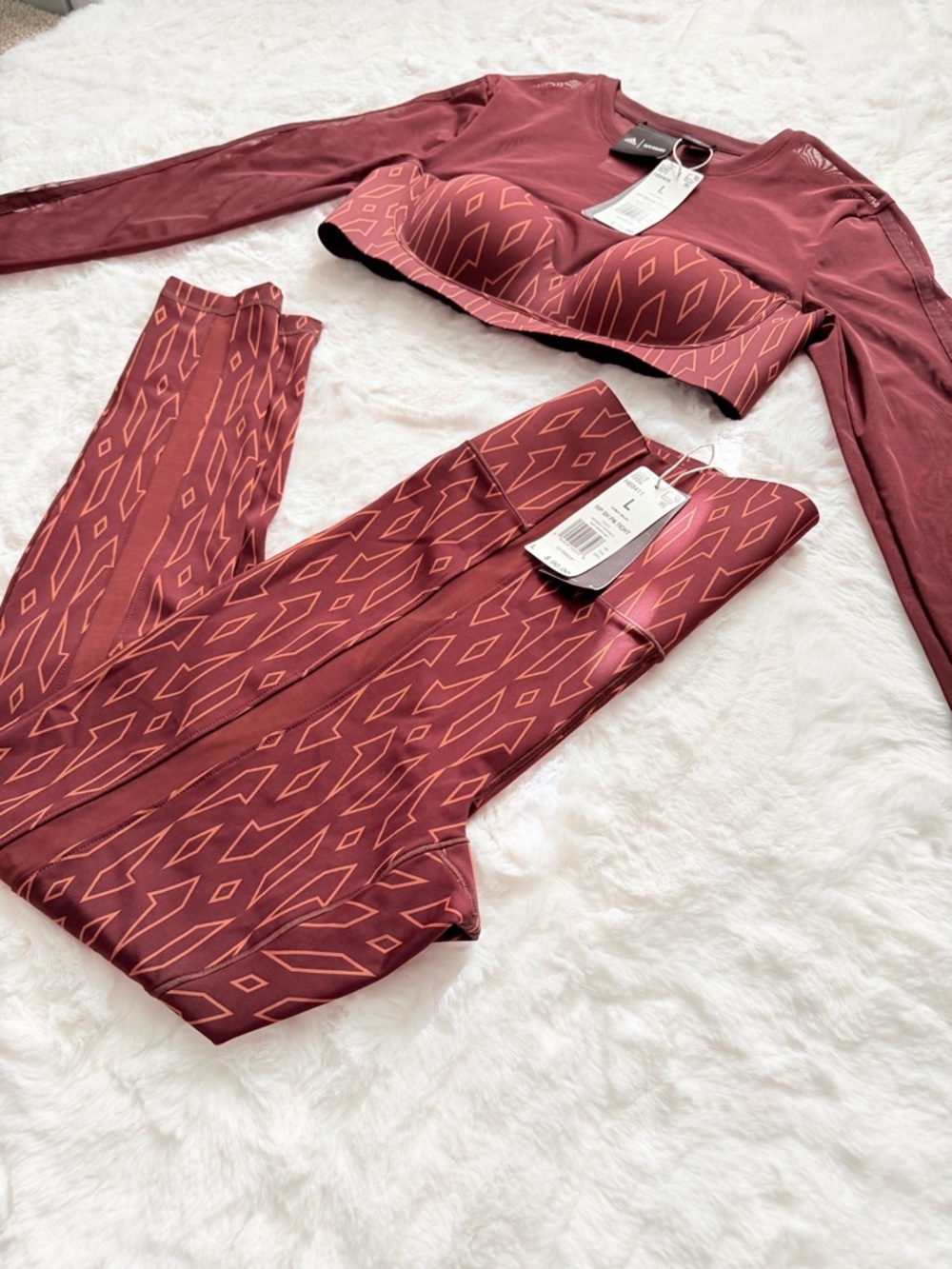 NWT Adidas x Ivy Park Monogram Crop Top & Sheer Panel Tights, L - Picture 3 of 6